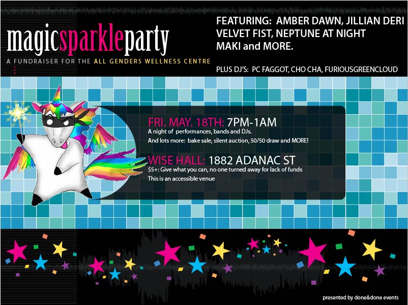 Magic Sparkle Party poster; details in following text.