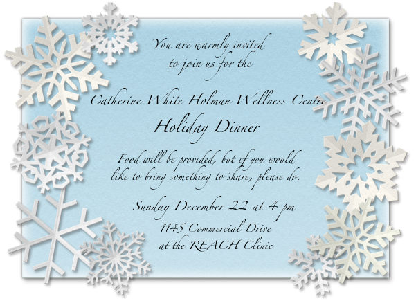 Catherine White Holman Wellness Centre Holiday Dinner poster; details in following text.